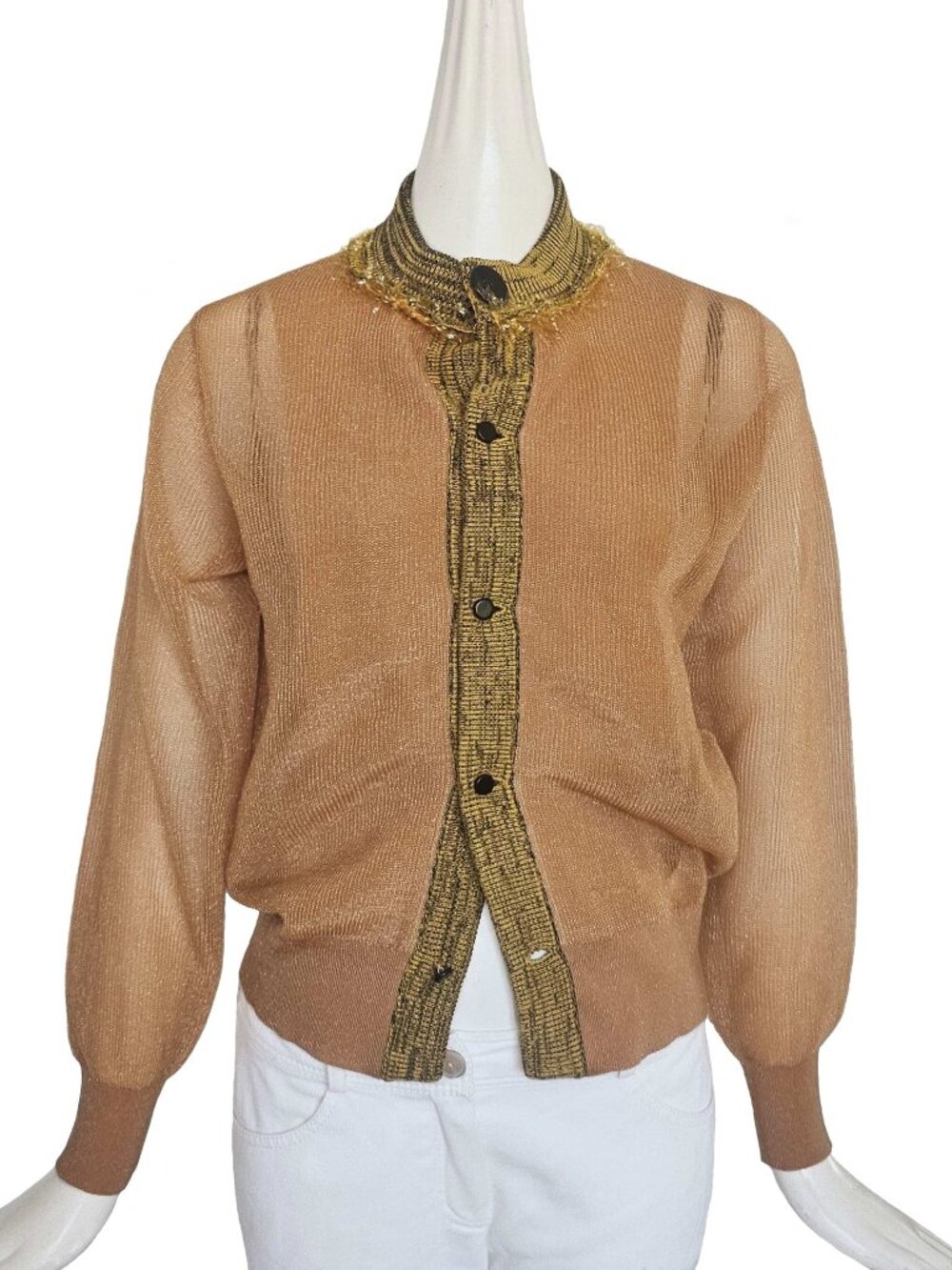 TOGA PULLA ORANGE SHEER KNIT CARDIGAN (36)